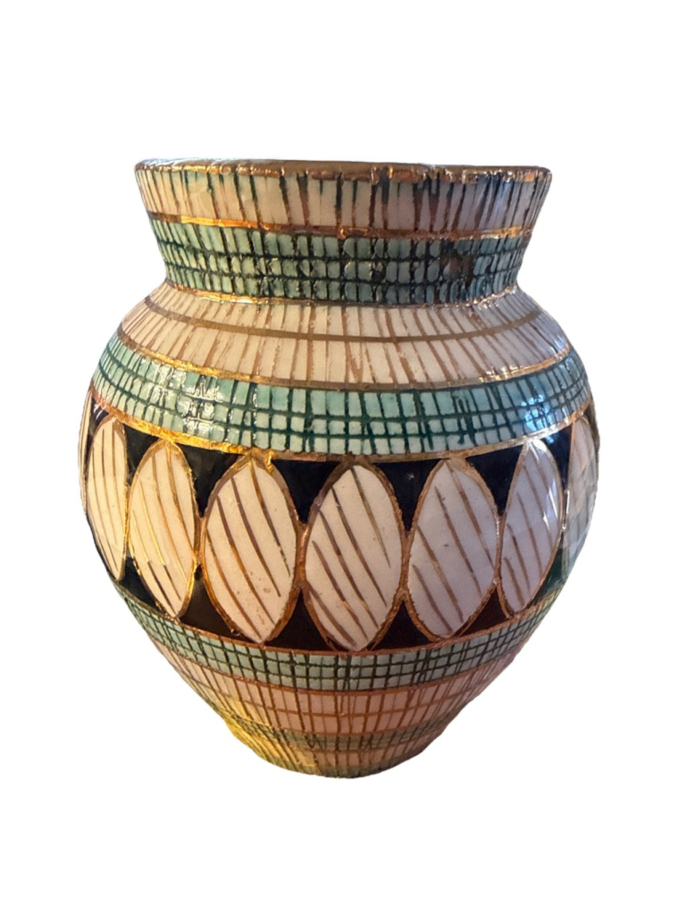 Vintage Formenton Italian Striped Numbered vase 60s / 4” Height, 3.25” Width - Picture 3 of 8